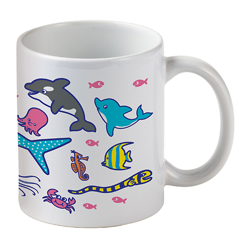 フルカラー転写対応陶器マグカップ(320ml)(白)